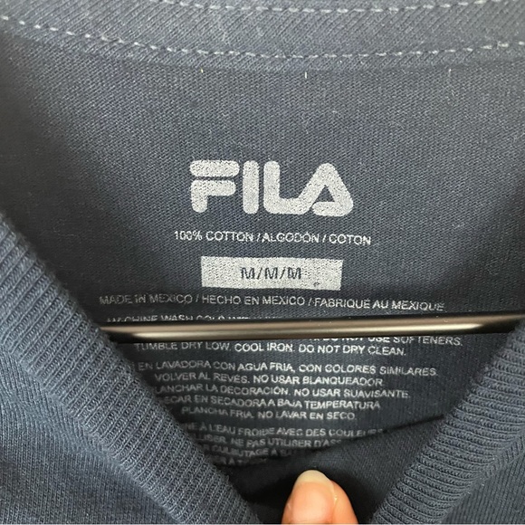 Men’s Fila Navy Blue Logo Tee Size Medium Disruptor II Shirt - Picture 3 of 4
